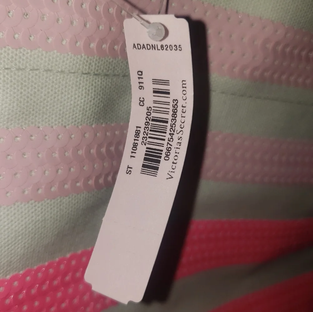 Victoria’s Secret Cream Pink Sequin Canvas Tote Bag NWT - Picture 3 of 6